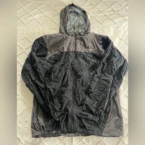 Columbia Men's Black and Gray Packable Hooded Windbreaker